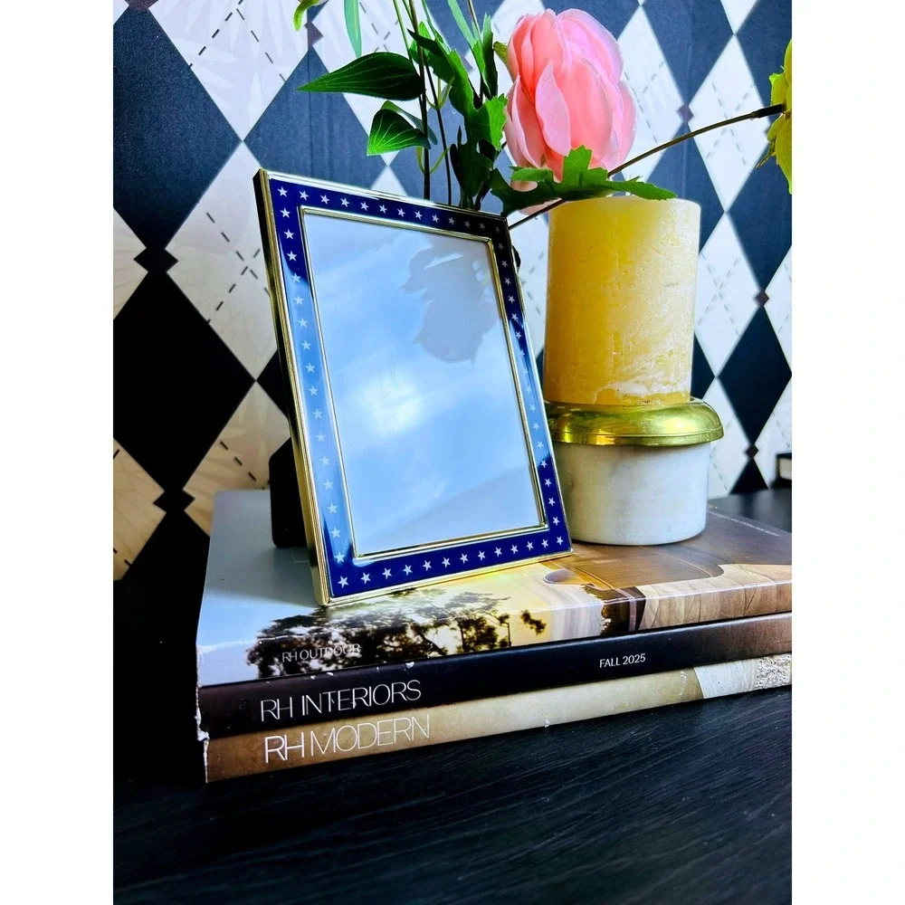 Blue Star Photo Frame Gold Trim Americana Picture Frame‎ 7x5 Inch